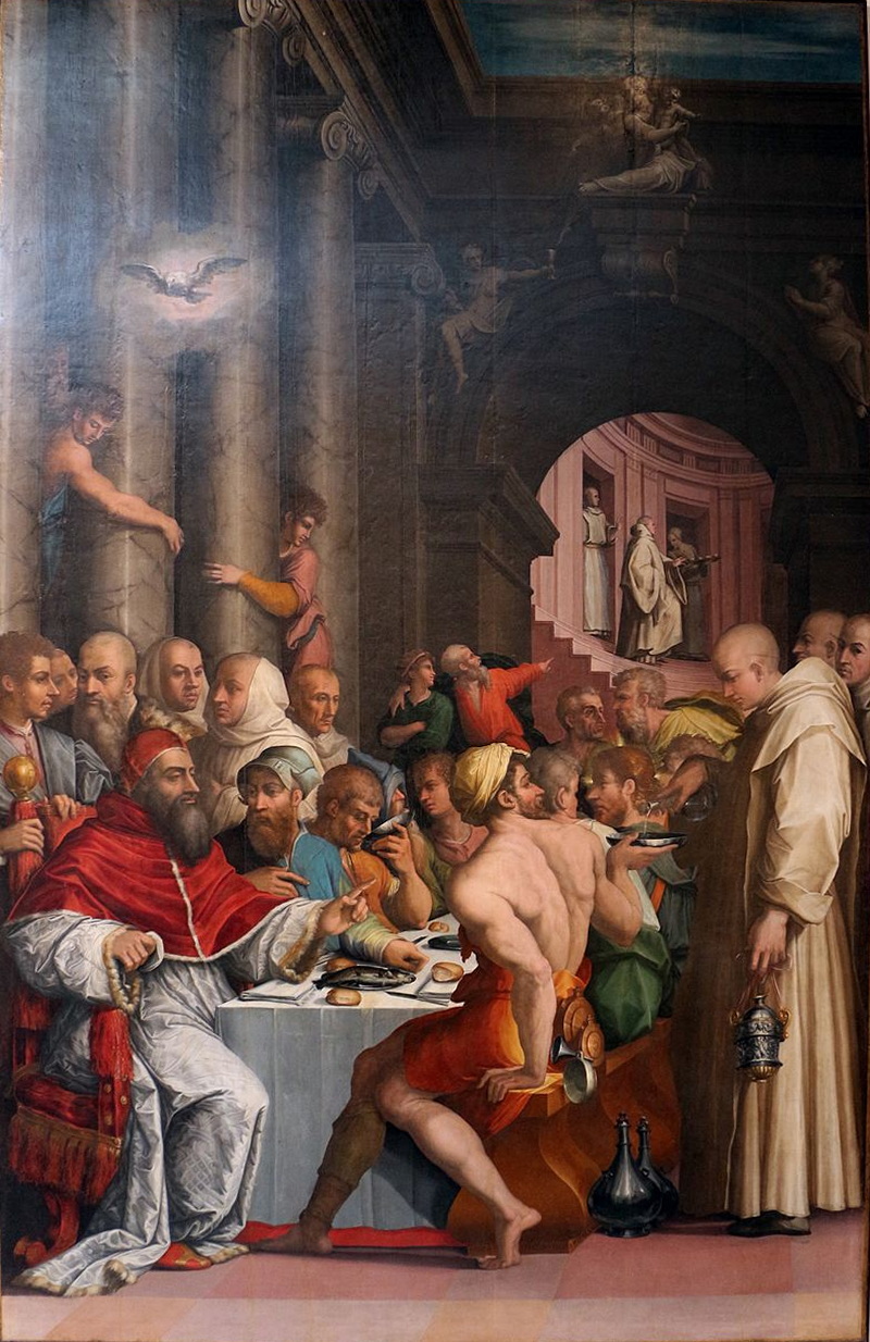 Giorgio Vasari-Cena in casa di san Gregorio Magno, 1540, da s. Giovanni in bosco